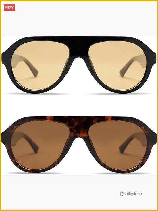 Retro Aviator Polarized Sunglasses for Women Men Trendy 70s Vintage Plastic main image 6